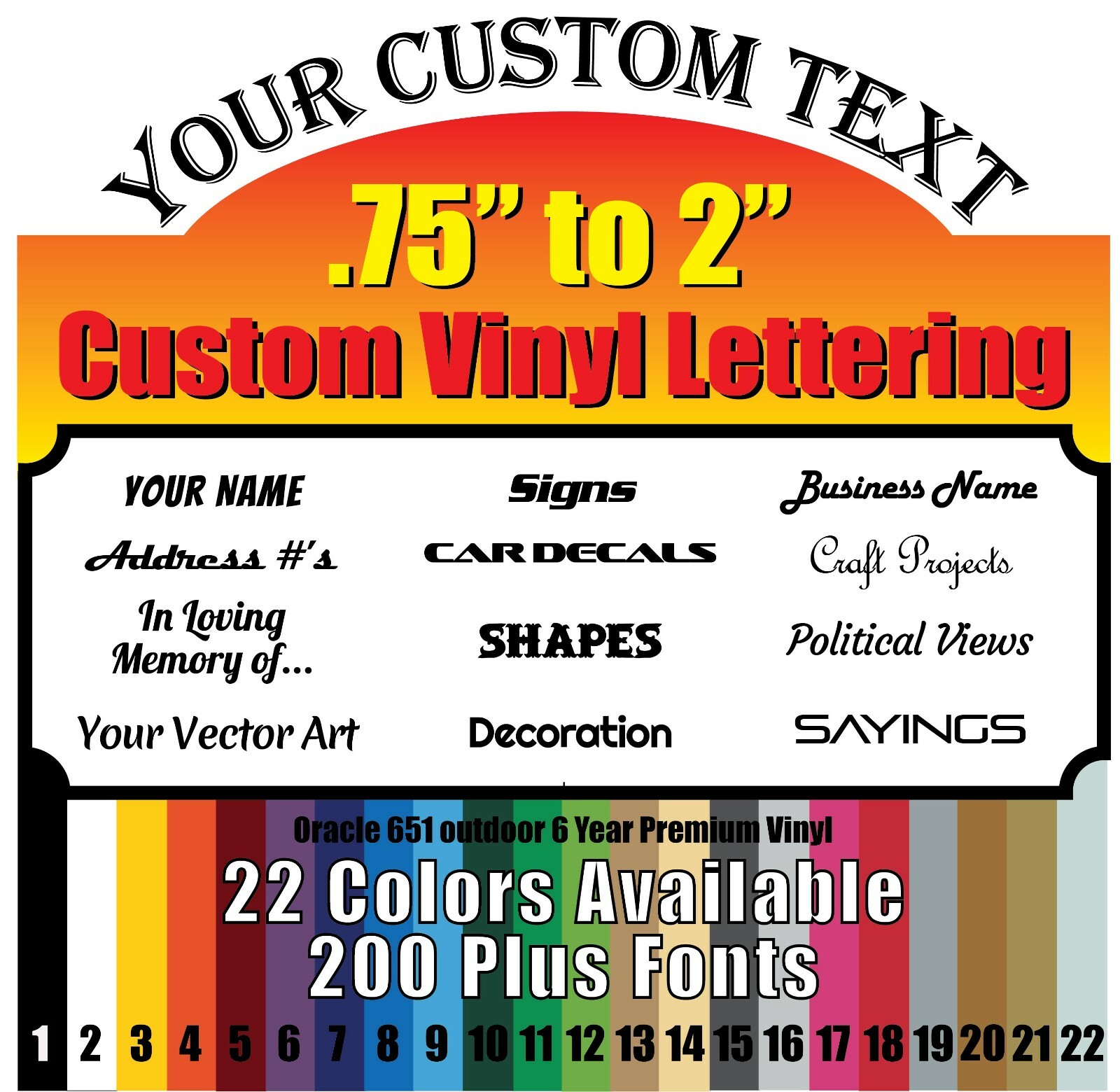 3/4 – 2" Custom Vinyl Text Phrase/Lettering Decal personalized window Car Name