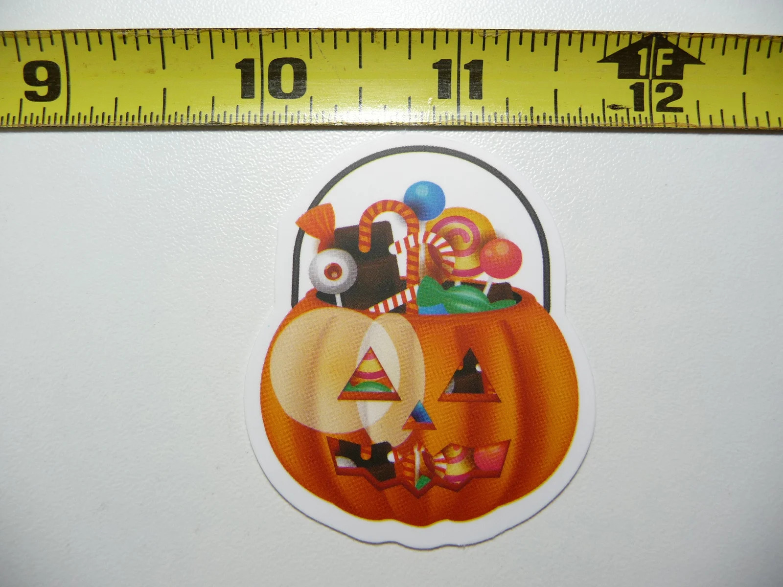 HALLOWEEN PUMPKIN CANDY CONTAINER SMALL STICKER DECAL FALL SEASON DECORATION