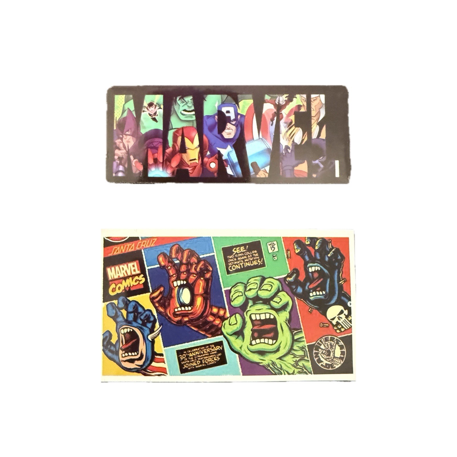 Marvel Avengers Character Sticker Lot Iron Man Hulk Captain America Santa Cruz