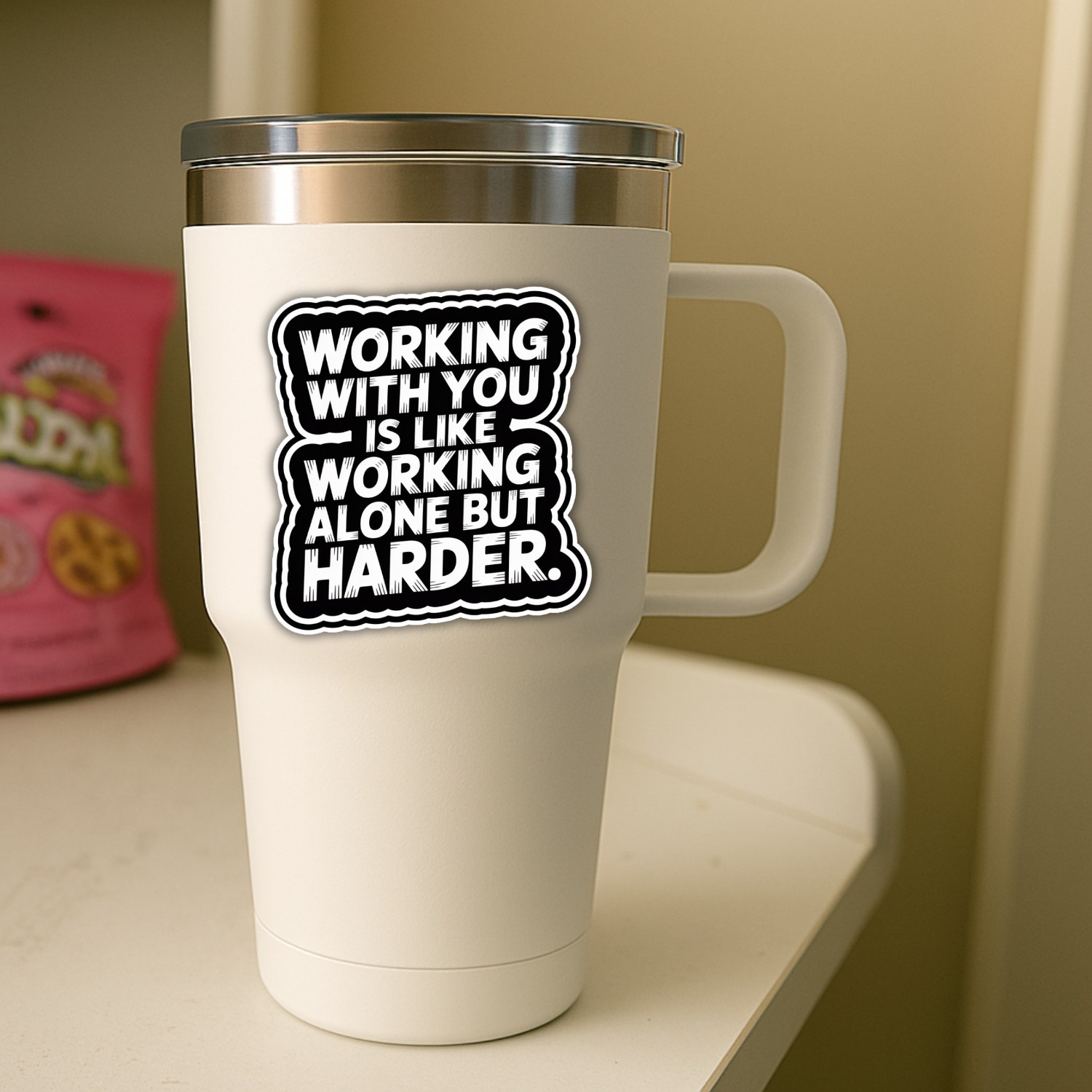 4PCS Working with You Is Like Working Alone But Harder Stickers
