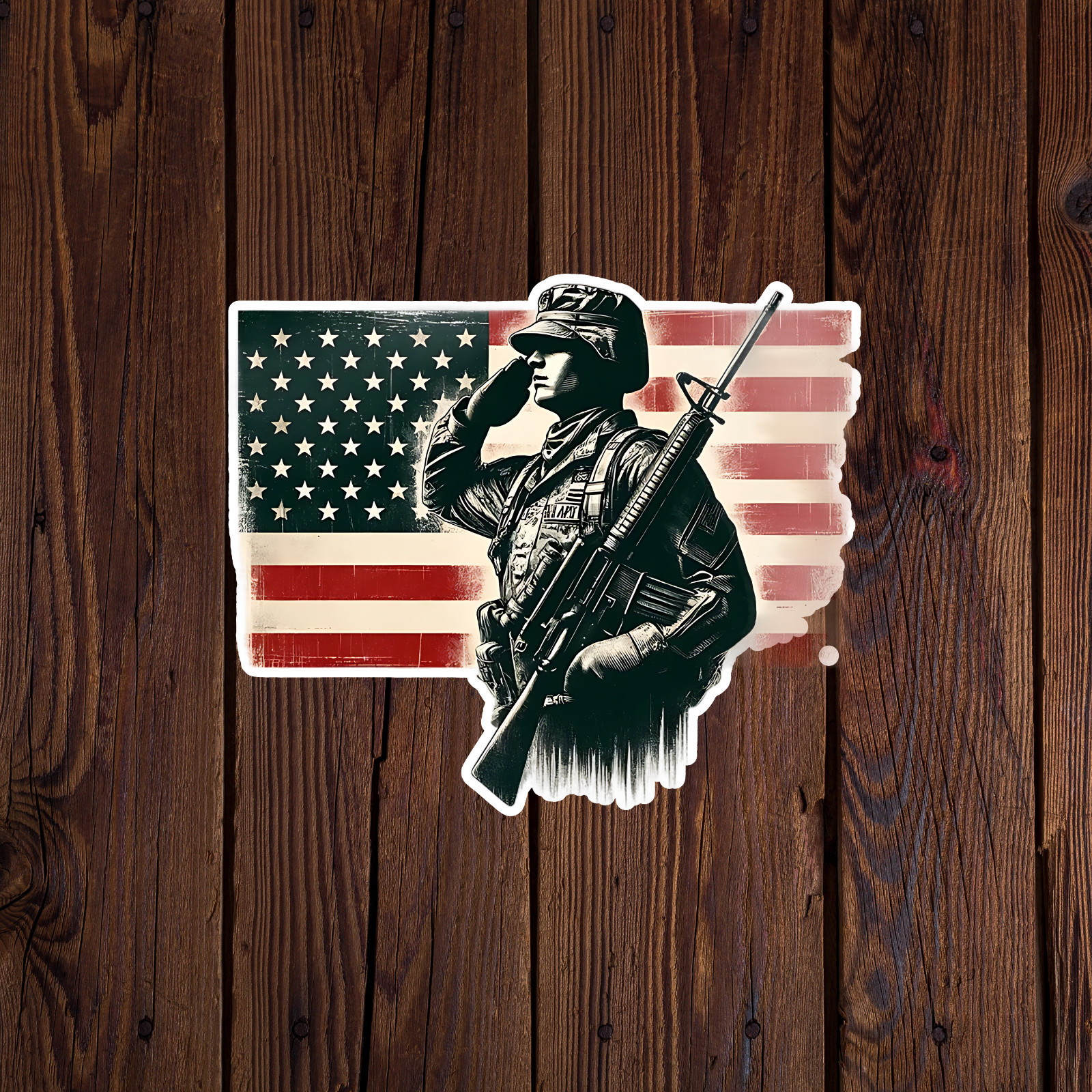 Military sticker vinyl decal American flag soldier army veteran memorial mug