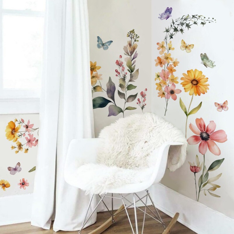 PVC Decorative Wall Stickers Flowers Plants Butterflies