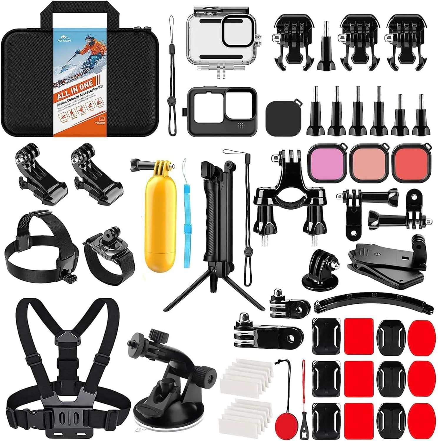 HONGDAK Action Camera Accessories Kit for Gopro Hero 12 11 10 9 Black, Waterproo
