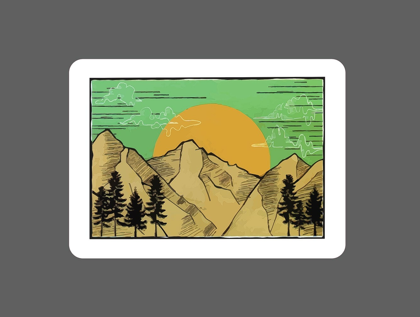 Mountain Range Sticker Sunset Waterproof – Buy Any 4 For $1.75 Each Storewide!