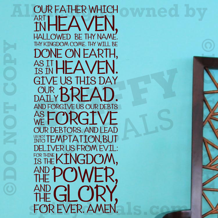 THE LORD'S PRAYER BIBLE KING JAMES MATTHEW Quote Vinyl Wall Decal Decor Sticker