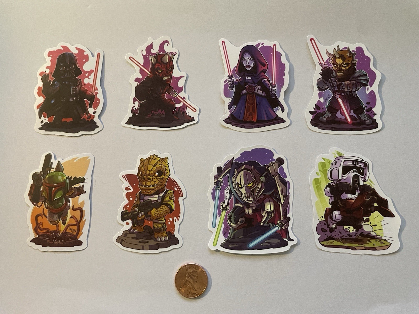Star Wars Stickers – Dark Side (Set of 8 Stickers) – Penny To Show Size