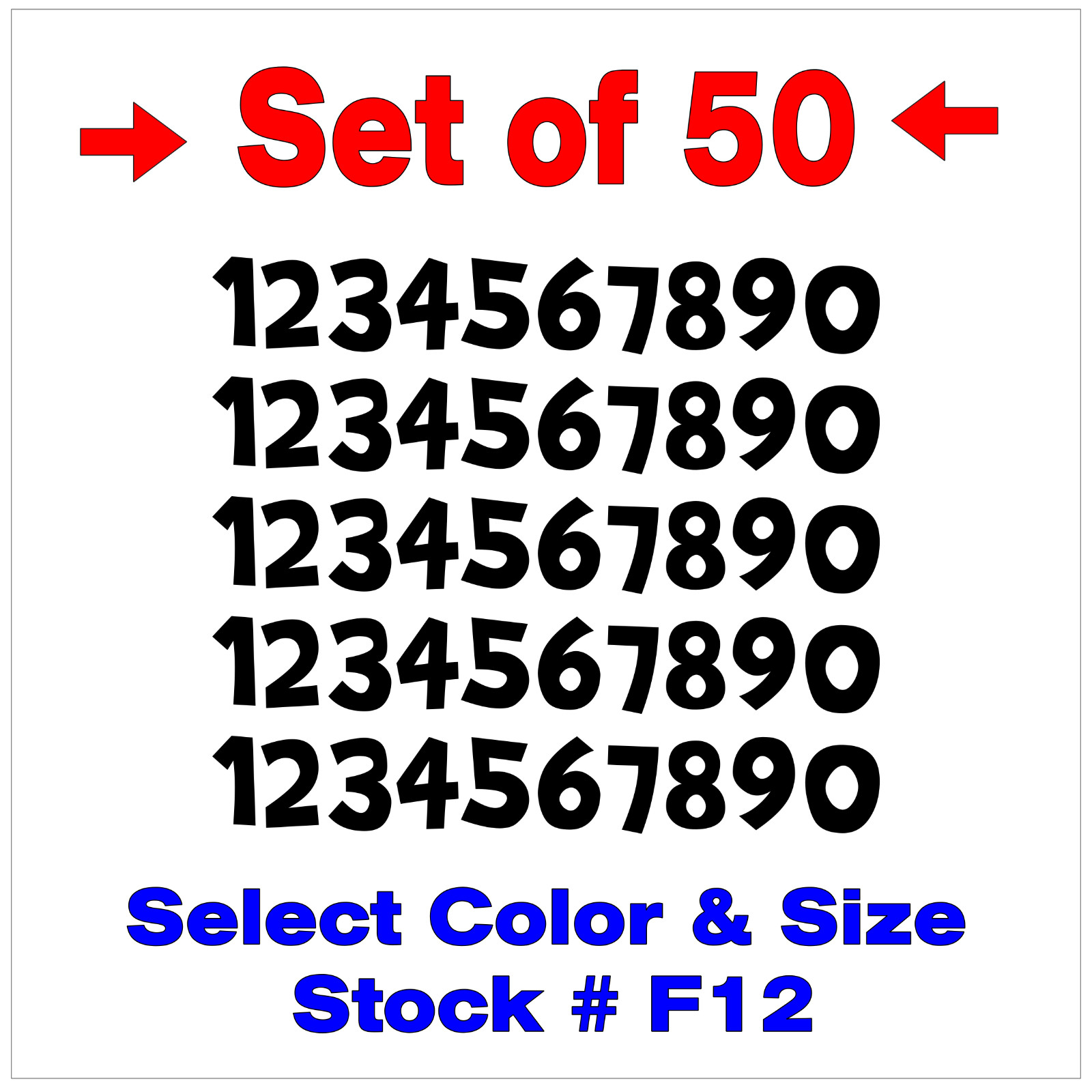 0 9 Numbers Vinyl Sticker Decals Outdoor Quality Many Uses – Set of 50 STK#F12