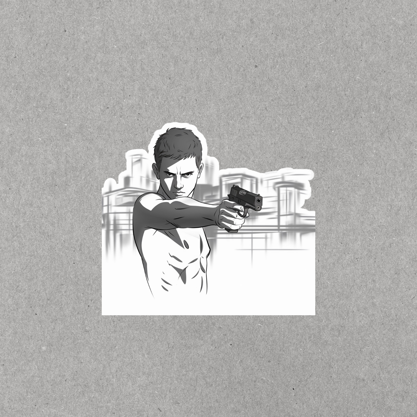 Vintage Hollywood Hero Sticker – Classic Movie Star with Gun Decal #5468