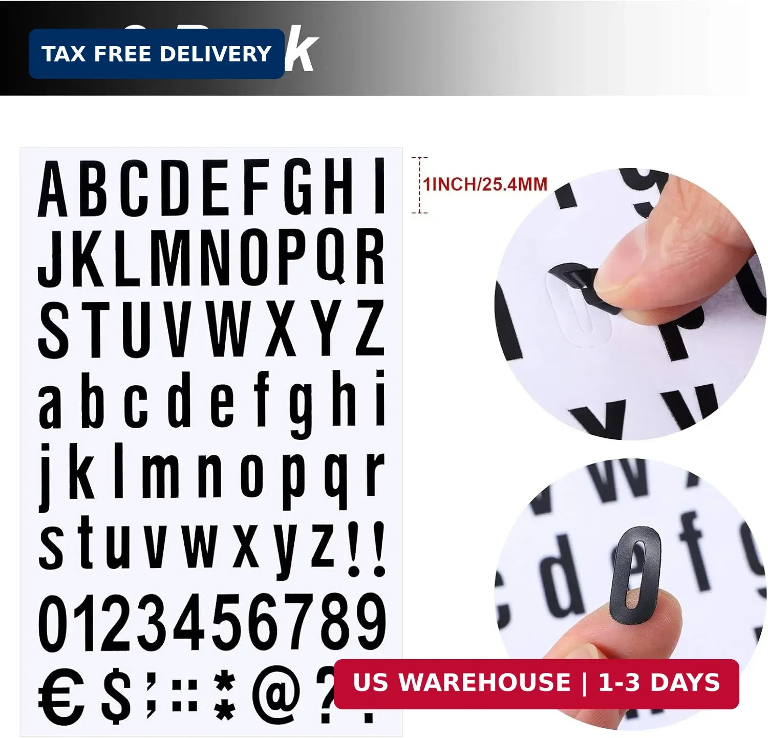 8 Sheets Self Adhesive Vinyl Letters Numbers Kit, Mailbox Numbers Sticker for Ma