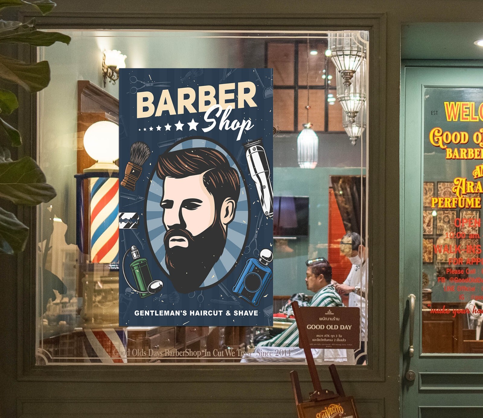 3D Man Hair Cut G449 Barber Shop Window Stickers Vinyl Wall Mural Decals Honey