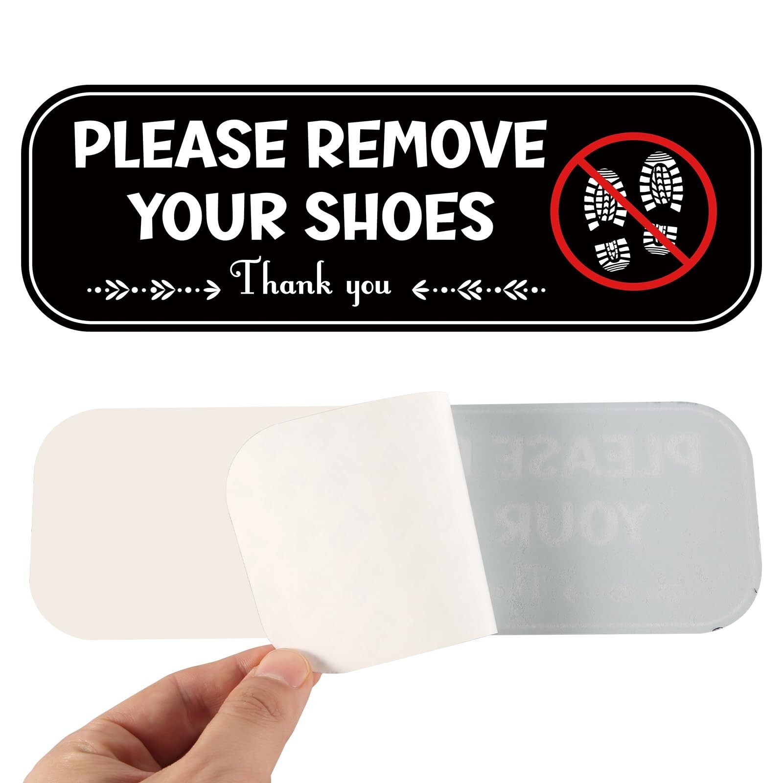 2pcs Acrylic No Shoes Sign – Take Your Shoes Off Sign for Front Door, Offices…