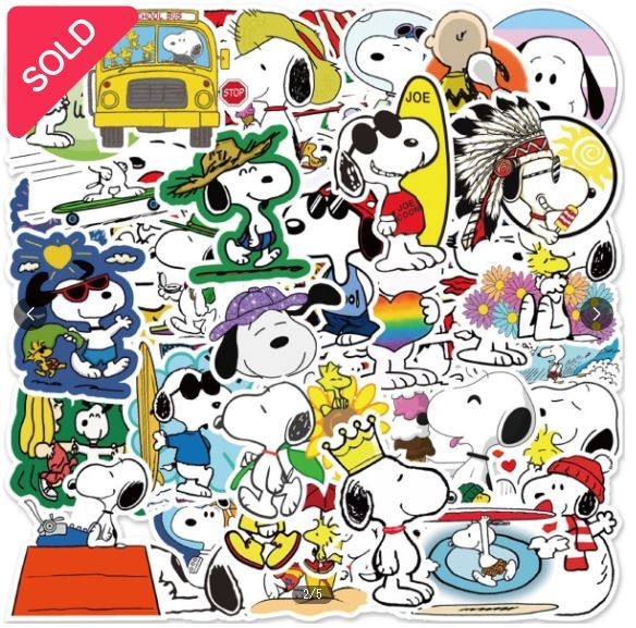 50pc SNOOPY-COWABUNGA Stickers, Great for-Phone, Car, Water Bottle, Laptop, Bike