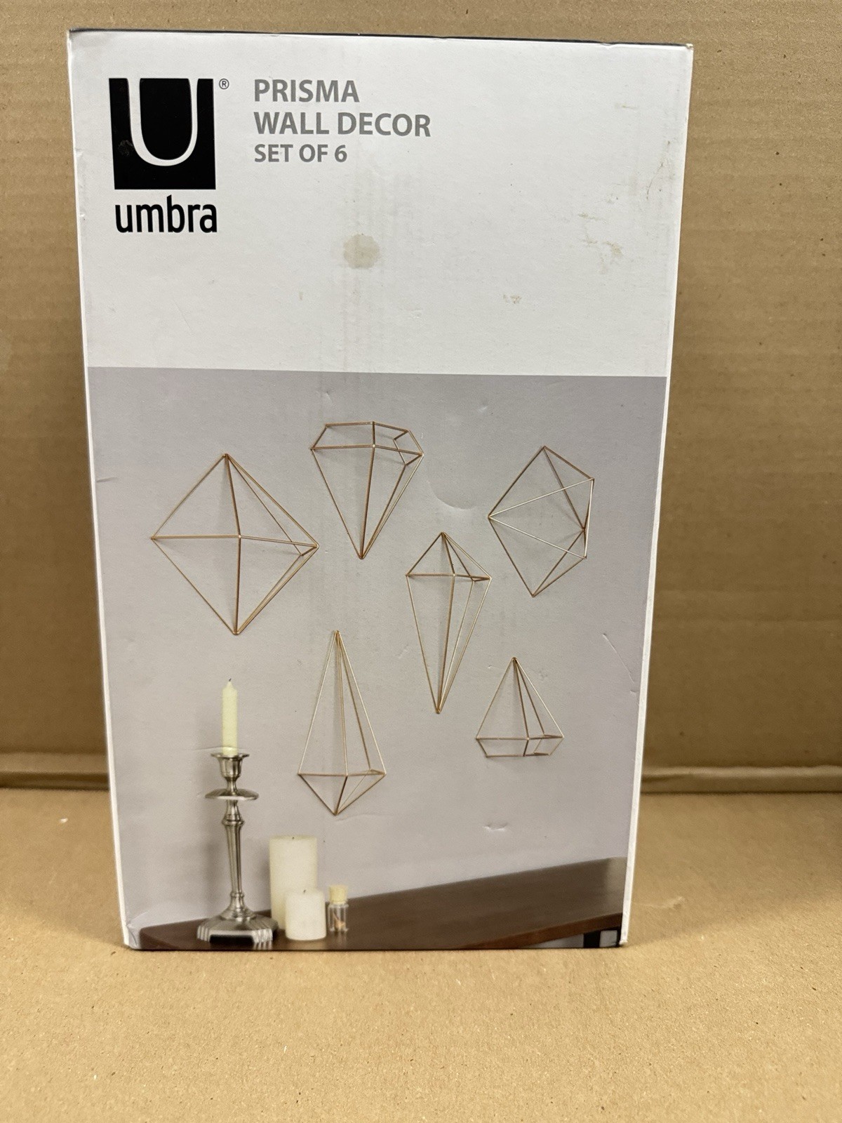 Umbra Prisma Wall Decor Set of 6 ' Geometric Copper Wire Art Sculpture