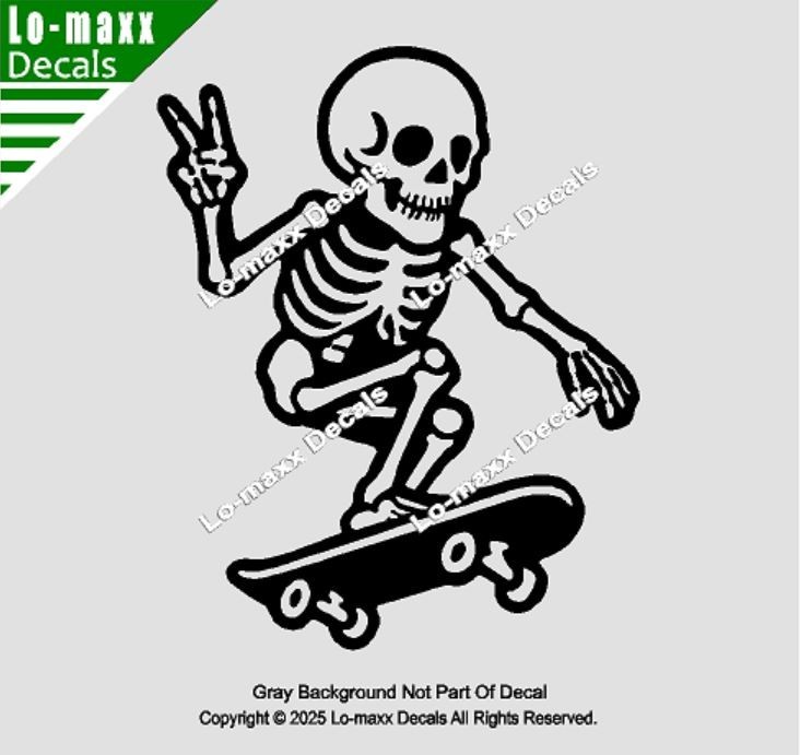 Skateboarding Skeleton Bones On Board Funny Die Cut Vinyl Decal Sticker