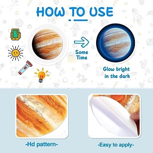 Glow in the Dark Solar System Wall Decals 780 Pcs Stars Planets Ceiling