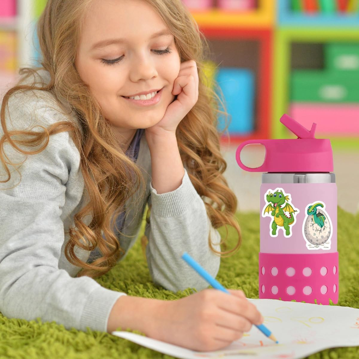 100Pcs Cute Cartoon Dinosaur Stickers for Kids Waterproof Vinyl Dino Stickers