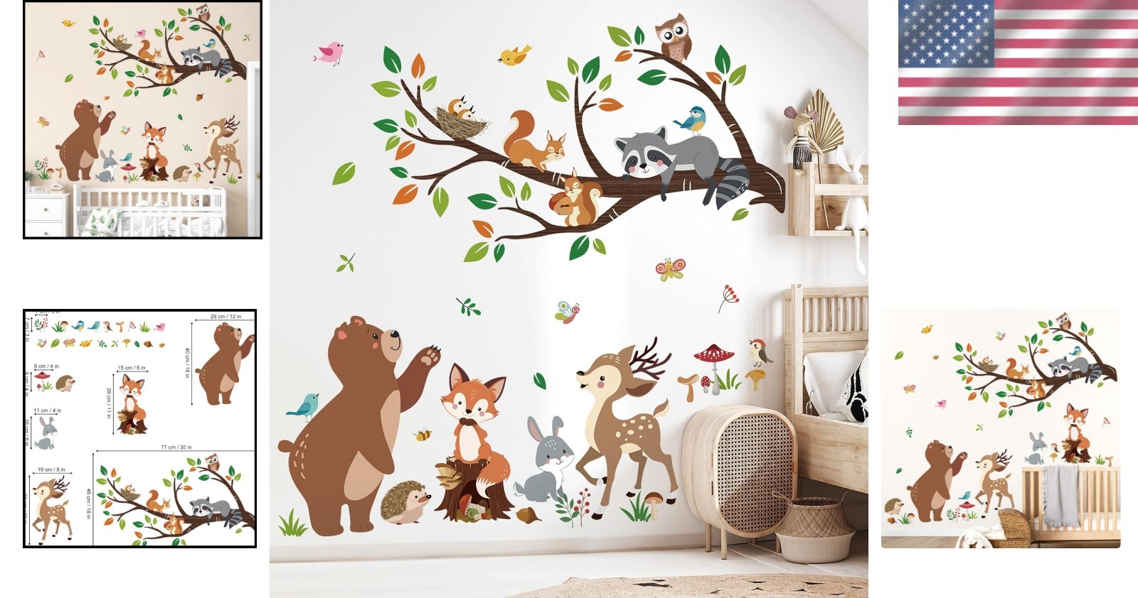 Colorful Waterproof Animal Wall Stickers – Ideal for Nurseries and Bedrooms