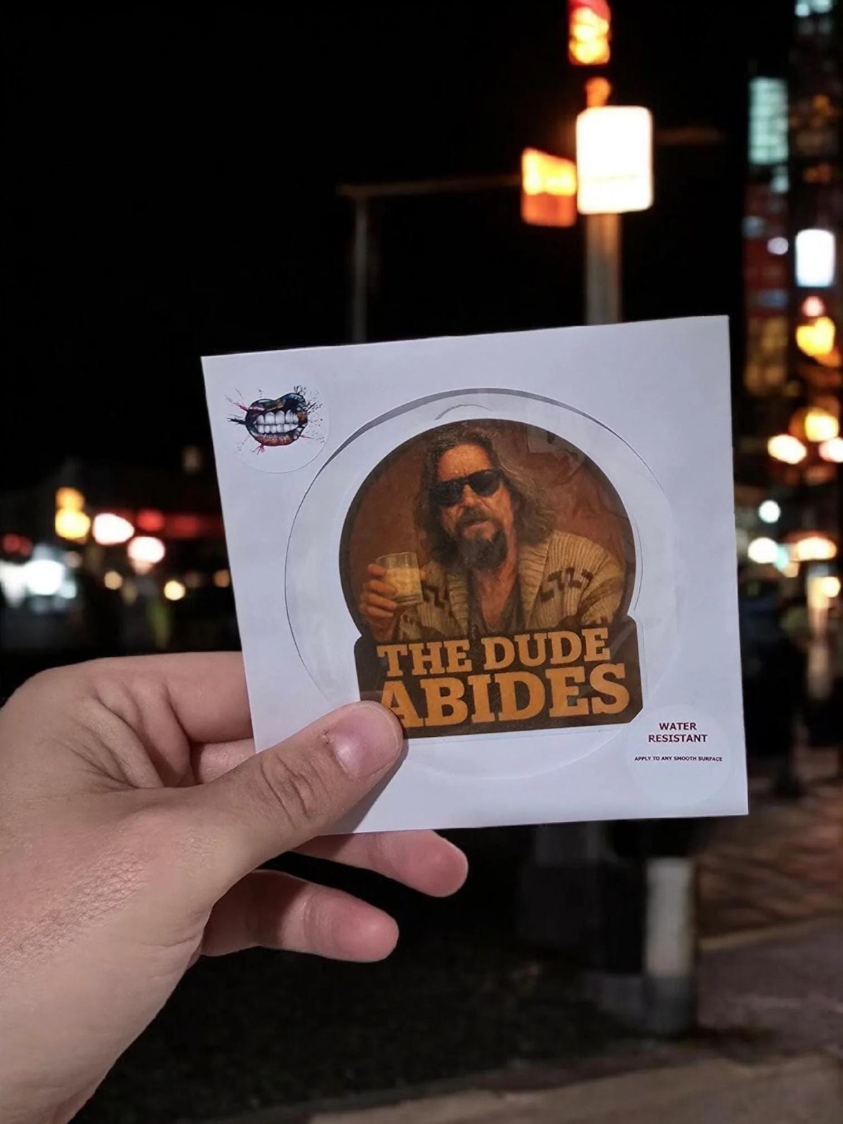 Funny Retro Sticker or Magnet – “The Dude Abides” Quote Decal – Parody Humor