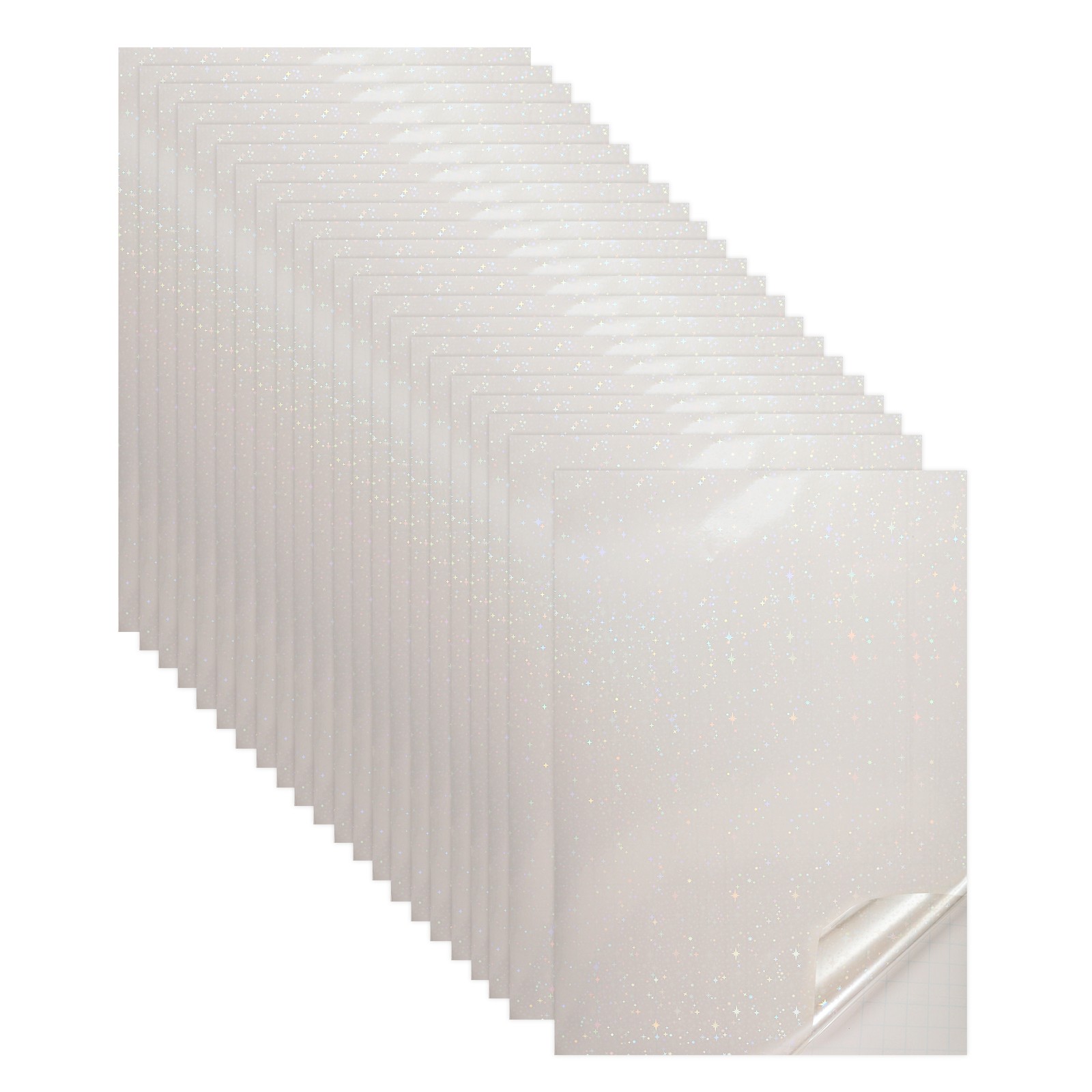 22 Sheets 8.3"x11.7" Holographic Sticker A4 Self-Adhesive Film(Star)