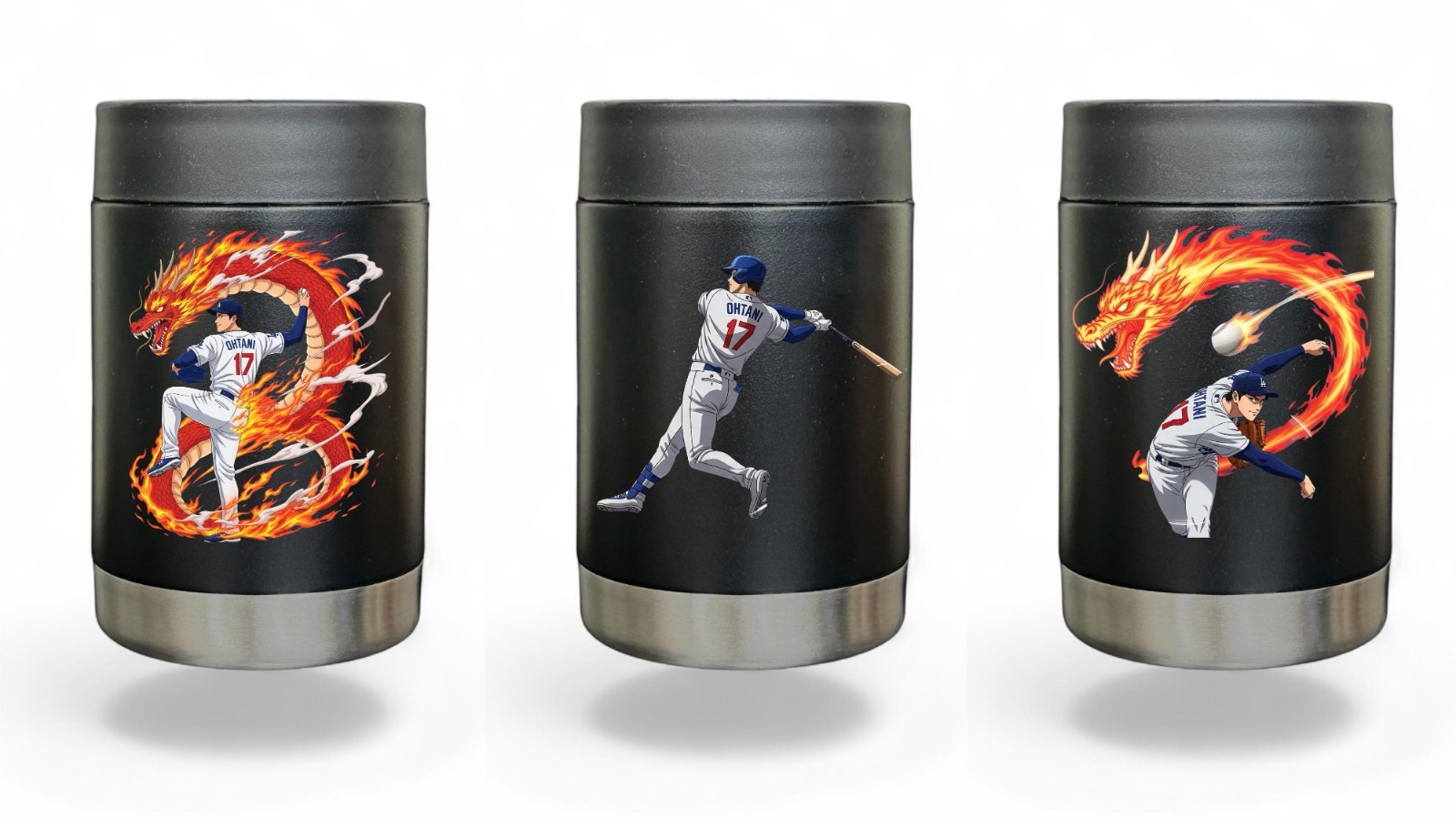 ML-10-68D LA Dodgers Ohtani Anime Flaming Dragon Action CUSTOM UV DTF sticker