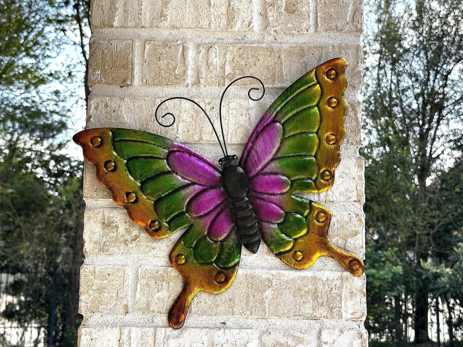 STC World Metal Butterfly Wall Art Outdoor Garden Decor Large Multicolor Wall…