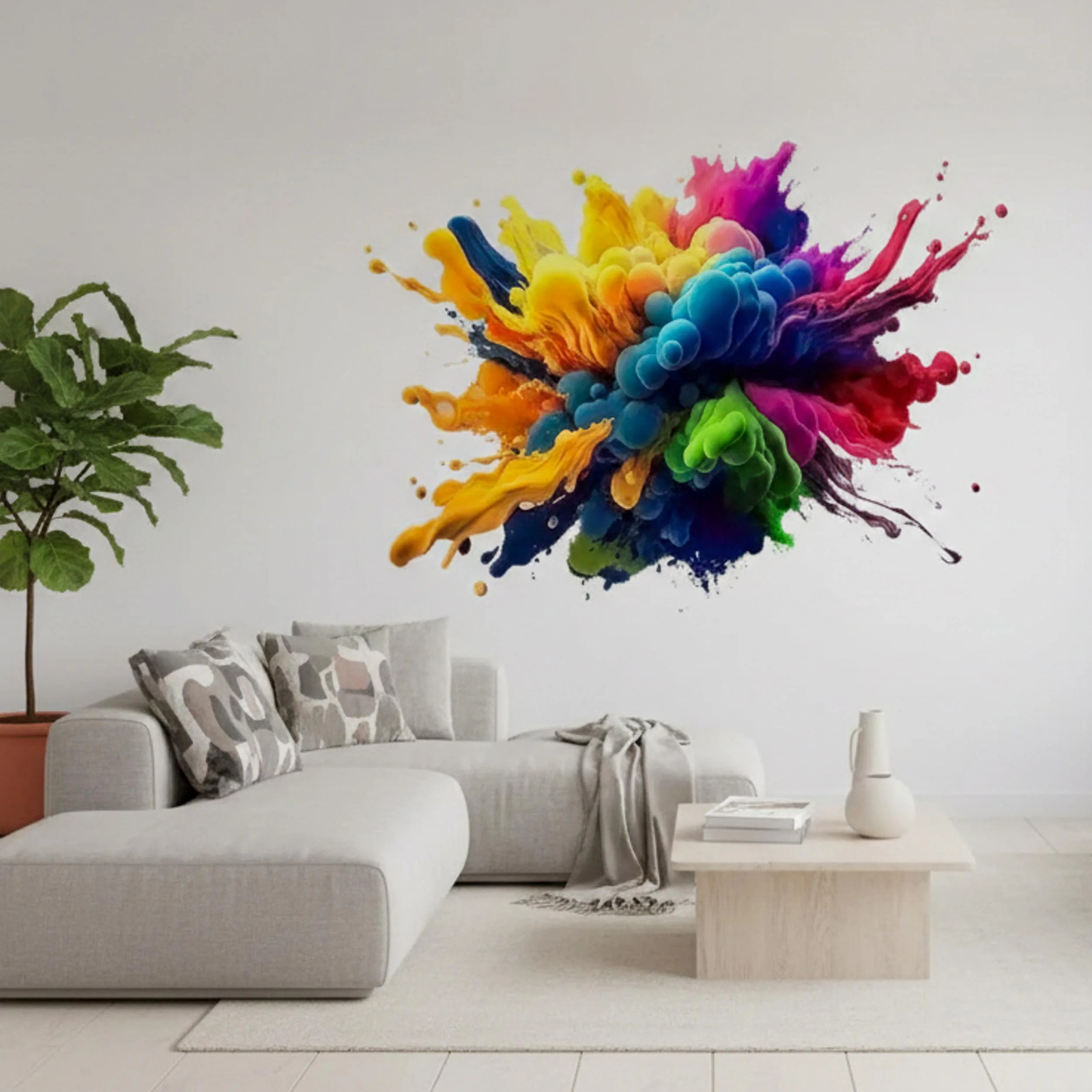 3D Paint Explosion Decal | Rainbow Splash Wall Art