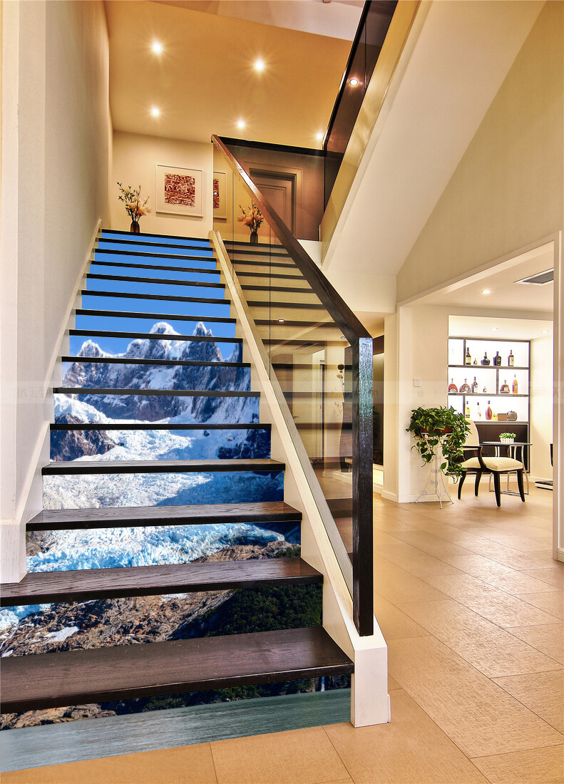 3D Snow Mountain AZ189 Stair Risers Decoration Mural Vinyl Wallpaper Kay