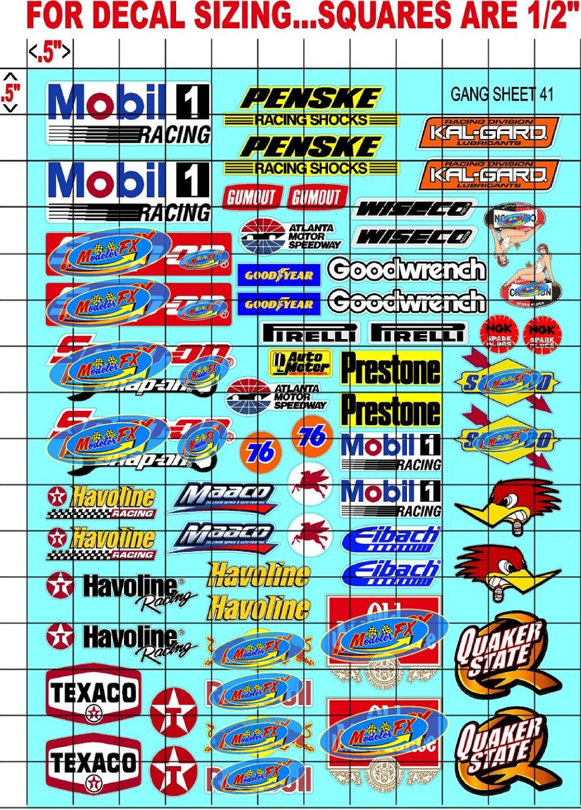 WHITE Vinyl Sticker Sheet 41-R/C MODEL Decal fits 1/10-1/16 Scale MONSTERSRACING