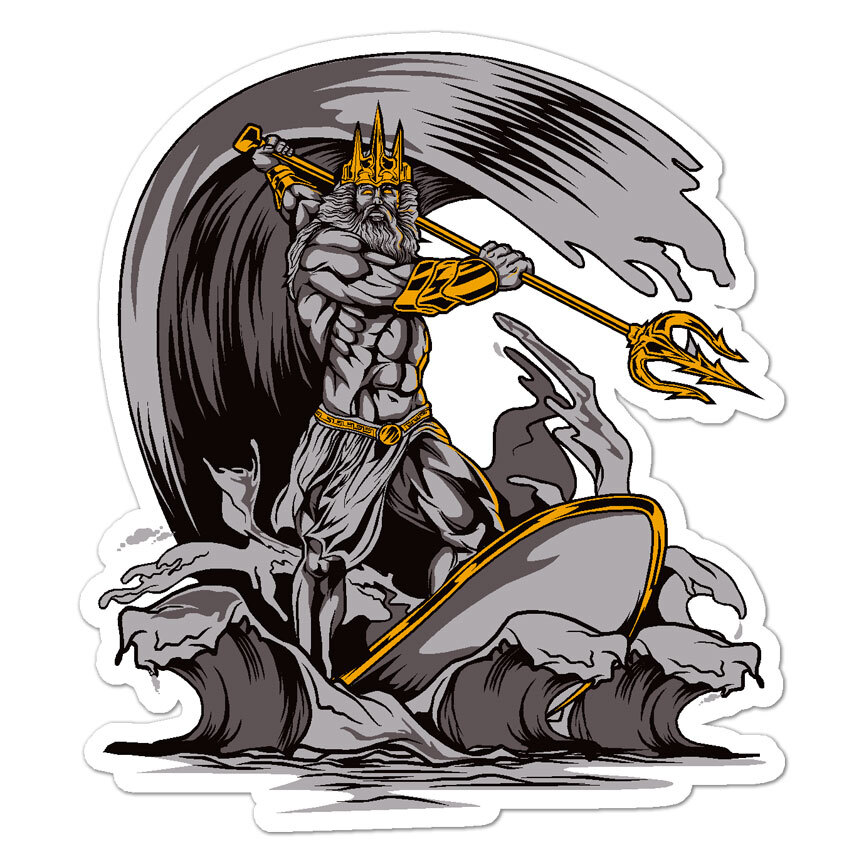Poseidon God Trident, Vinyl Decal Sticker, Indoor Outdoor, 3 Sizes, #8948