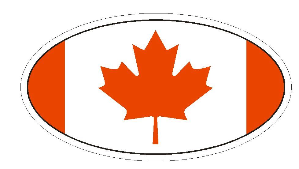 Canada Oval Bumper Sticker or Helmet Sticker D2876 Euro Oval