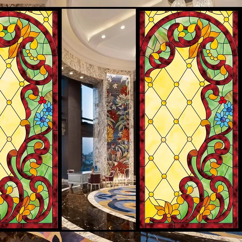 Vintage Self-adhesive Window Film Frosted Stained Privacy Glass Sticker Decor