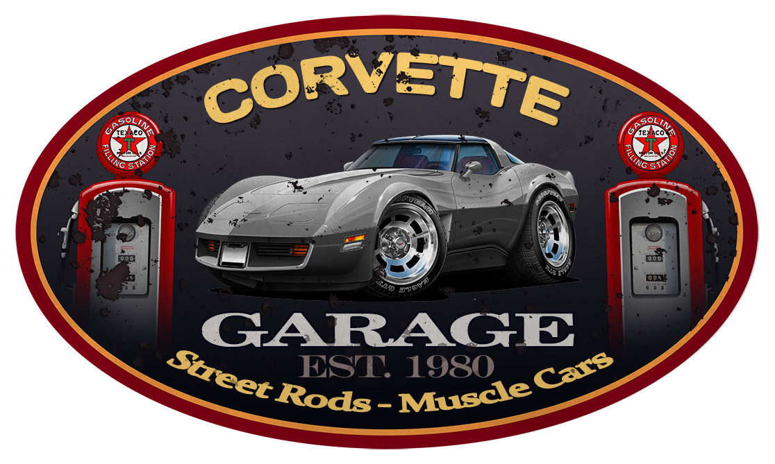 1980-82 Corvette Classic Garage Sign Wall Art Graphic Sticker
