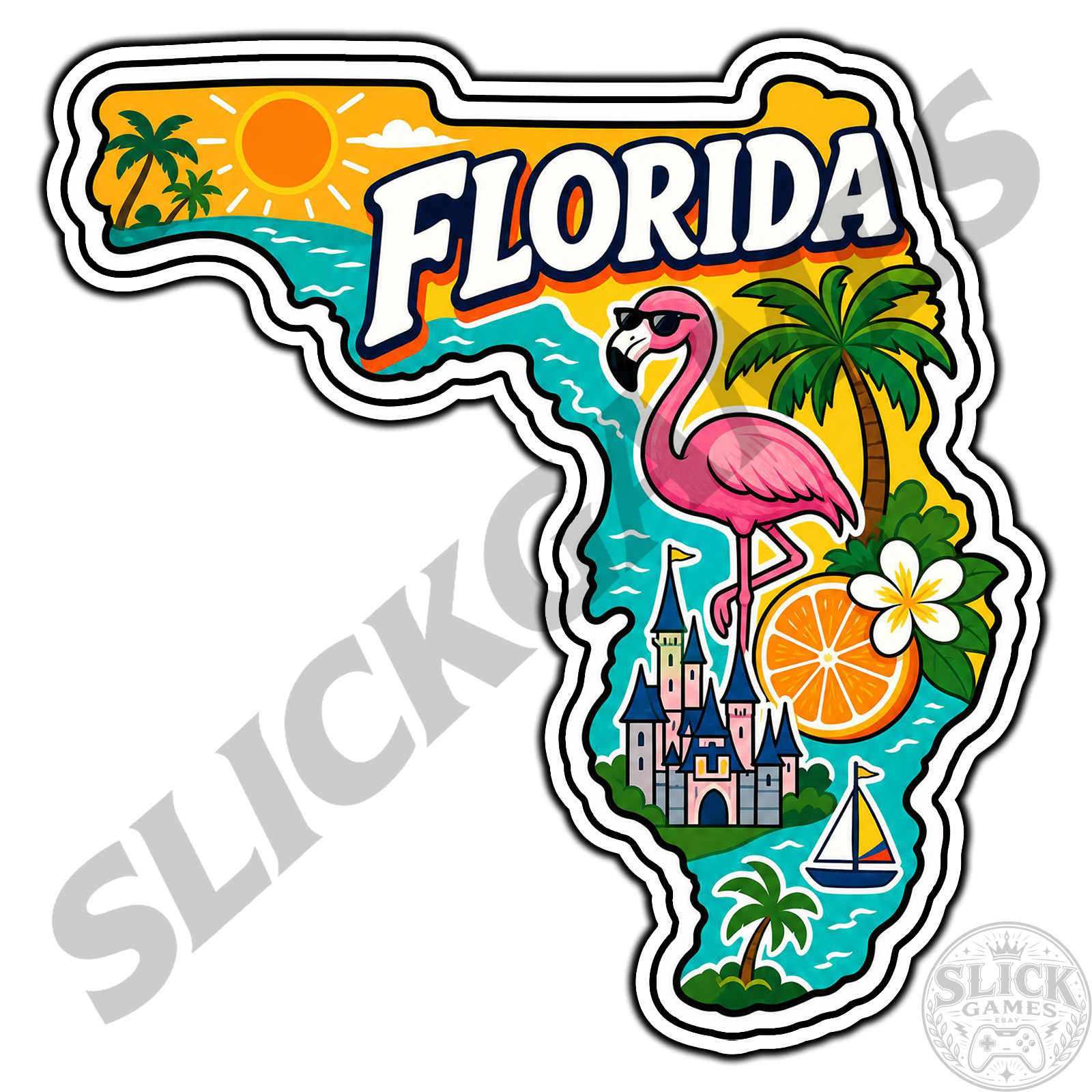 Florida State Pride #1 USA Sticker Waterproof Vinyl Decal Die-Cut