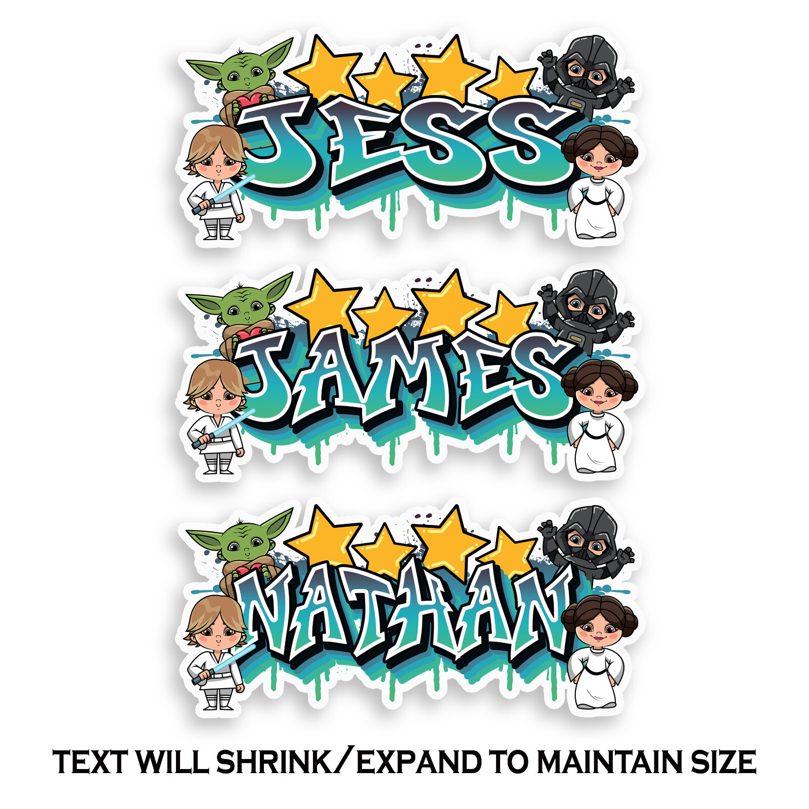 Custom Name Sticker Personalized Vinyl Decal Graffiti Style Space Warrior Sci-Fi