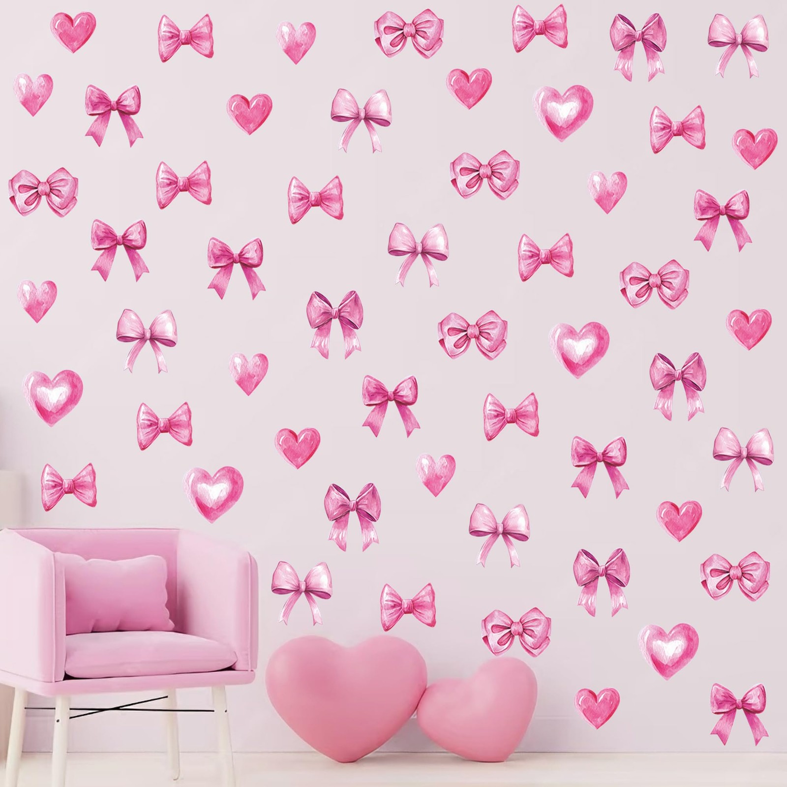 48pcs Pink Bowtie Decor for Bathroom and Bedroom Bow Wall Stickers and Decals…