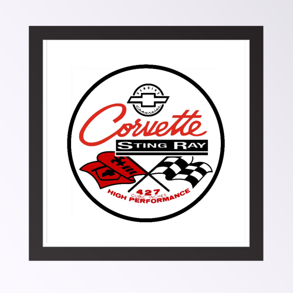 Car Classics "Corvette Stingray 427" – 4" Handcrafted Vinyl Decal Vehicle Cooler