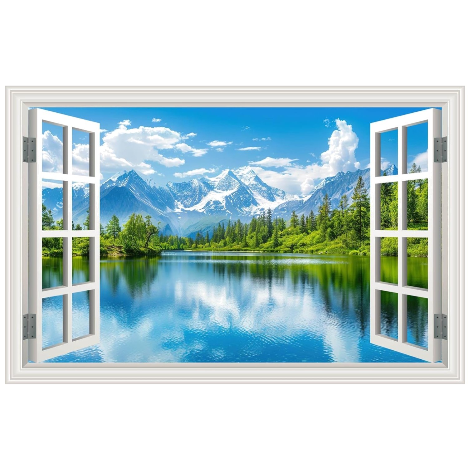 Mountain Lake Forest Tree Wall Mural – Set of 2 Sheets