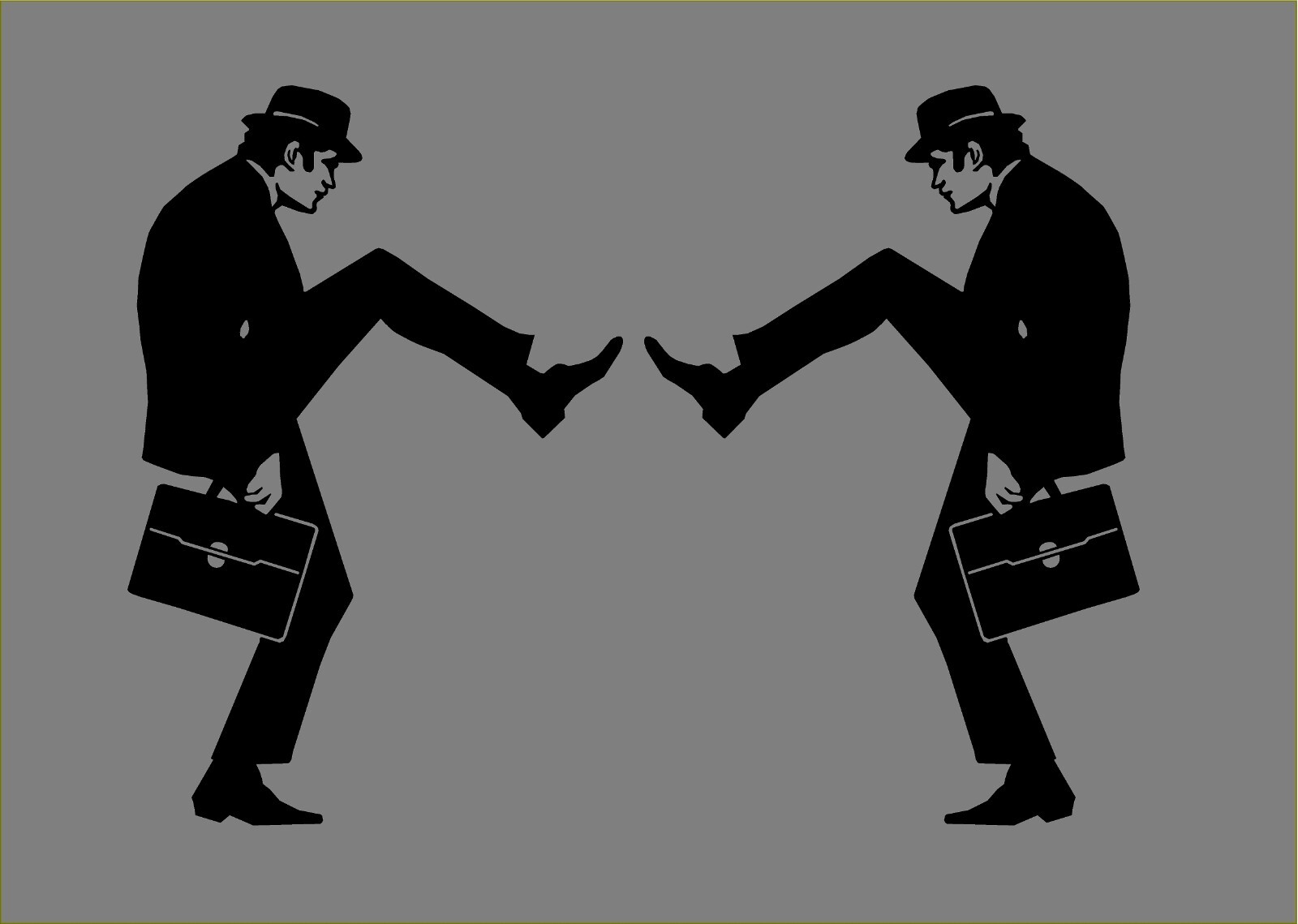 Silly Walks Man Decal Mirrored Image Set Monty Python window funny vinyl sticker