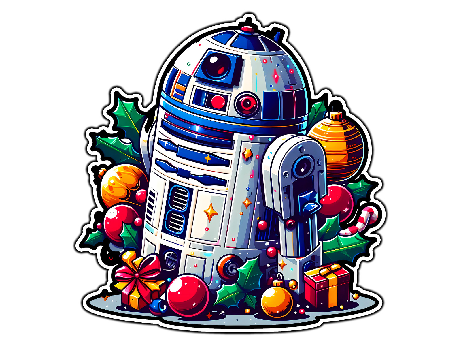 R2D2 Christmas Sticker Vinyl Decal Waterproof Die-Cut Car Laptop