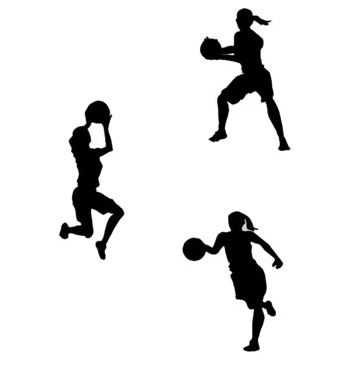 Wall Decal Stickers- Girls Basketball- 3 Pieces 9×12 Inches