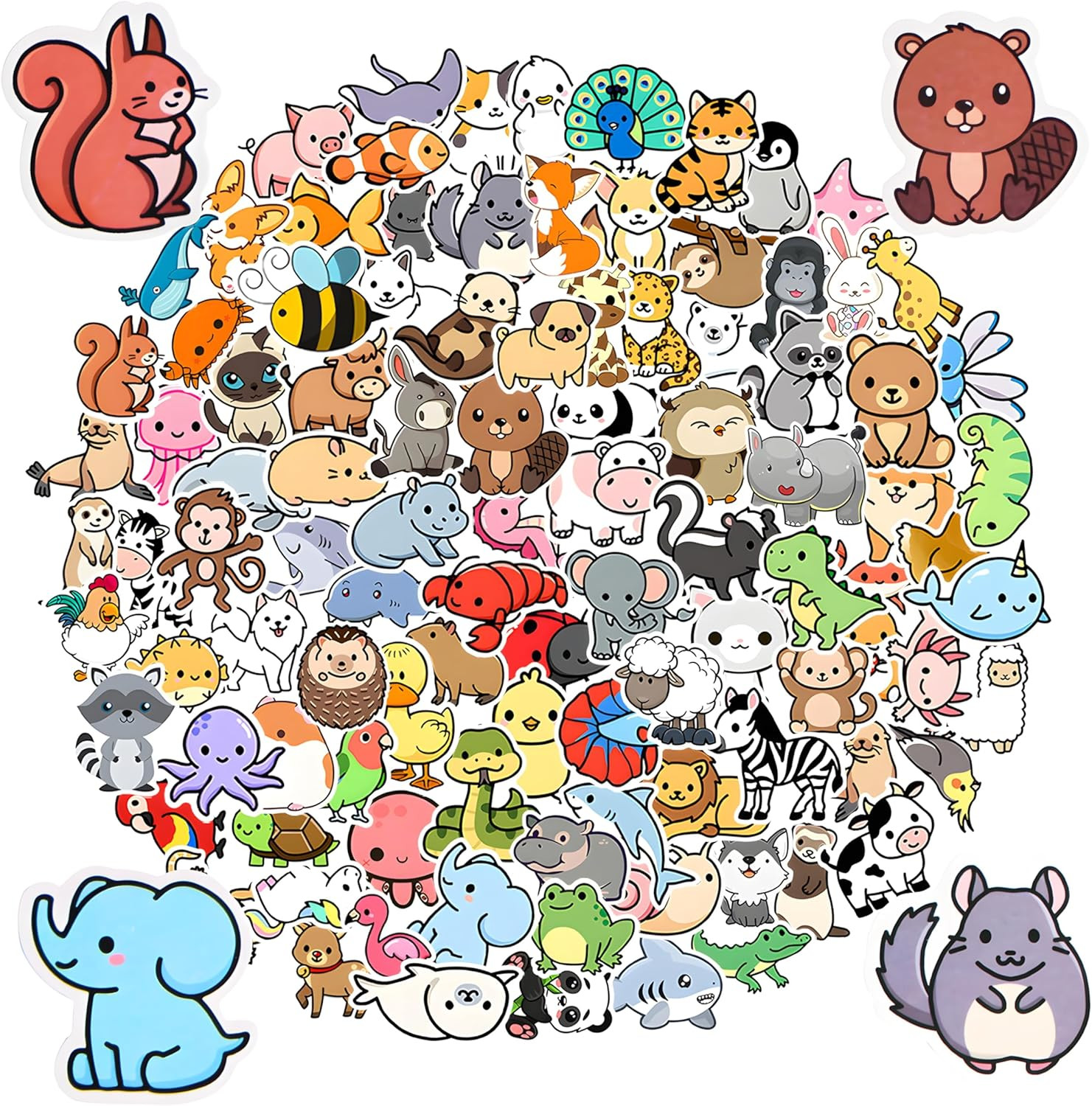Animal Stickers for Kids, 100PCS Vinyl Stickers Bulk for Waterbottle Laptop Scra