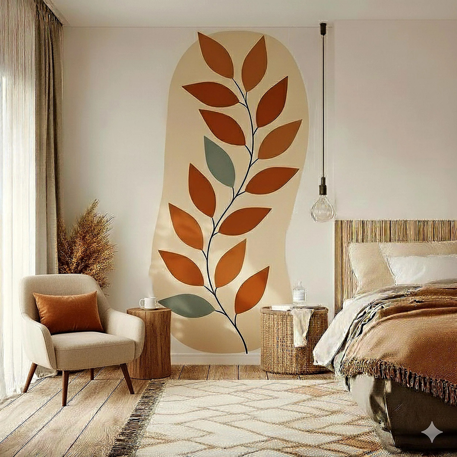 Abstract Leaf Wall Decal | Modern Botanical Vinyl Sticker