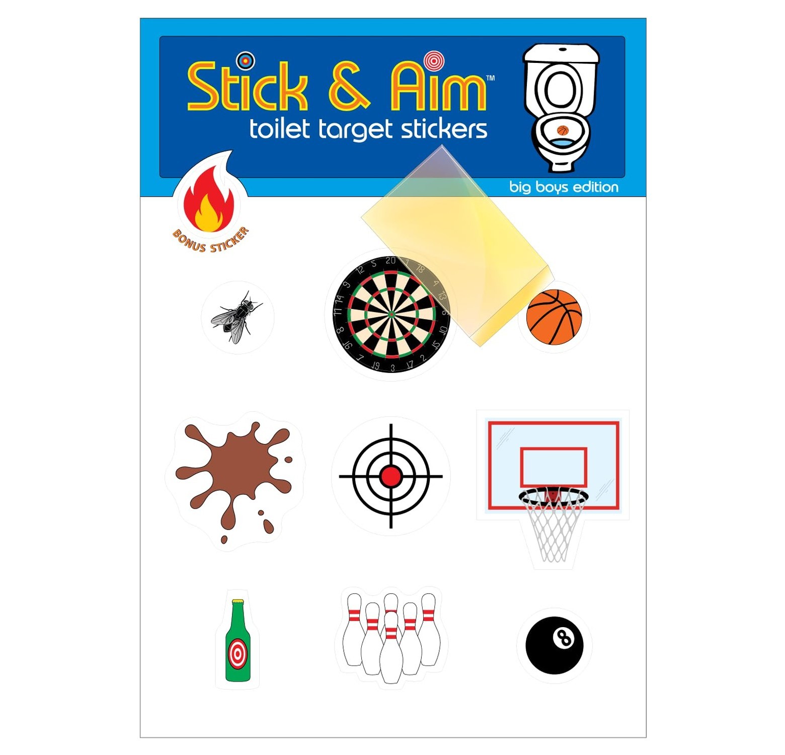 Toilet Target Stickers for Big Boys with Sticker Applicator Tool for Easy Ins…