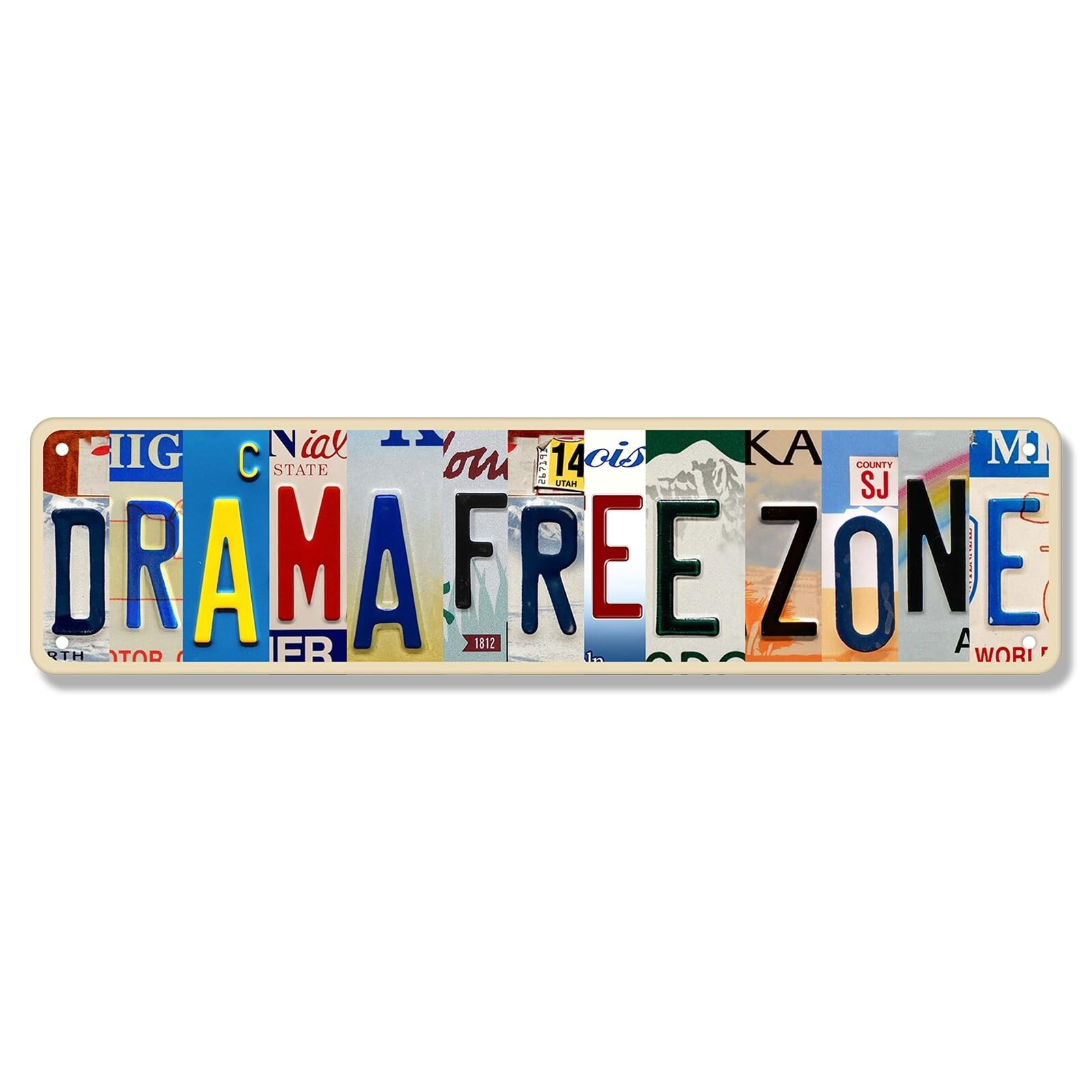 Drama Free Zone Aluminum Sign Street Funny Aluminum Sign Wall Decor for Bedro…