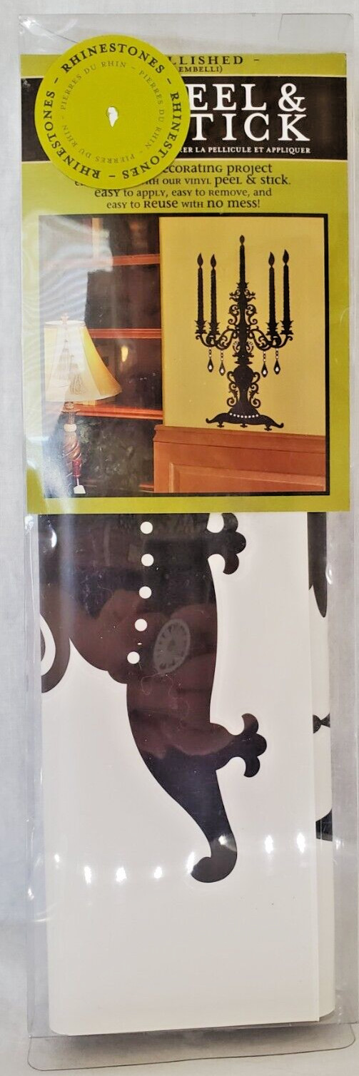 'Once Apon A Candelabra' Wall Peel & Stick 23.62" X 12.6"Decorative Rhinestones