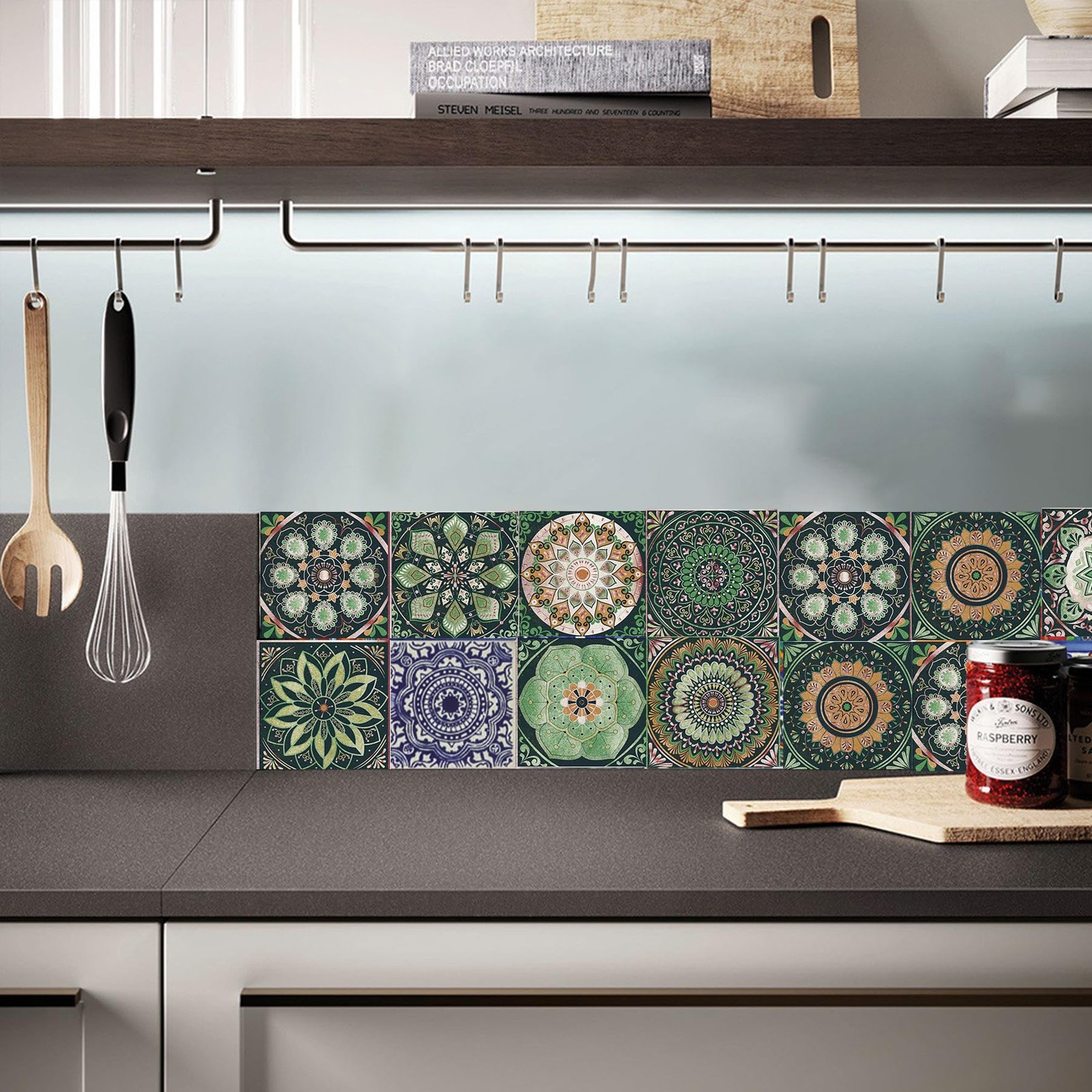 24Pcs Tile Stickers 5.9×5.9 Inch Mandala Style Tile Stickers, Peel and StickT…