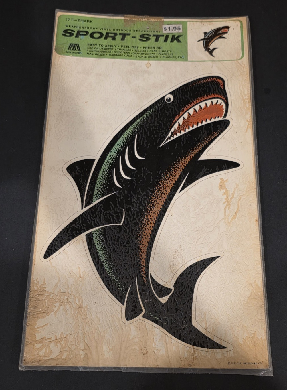 1975 SPORT STIK Original SHARK Vinyl Sticker-Decal-UNUSED-Great Display-NOS
