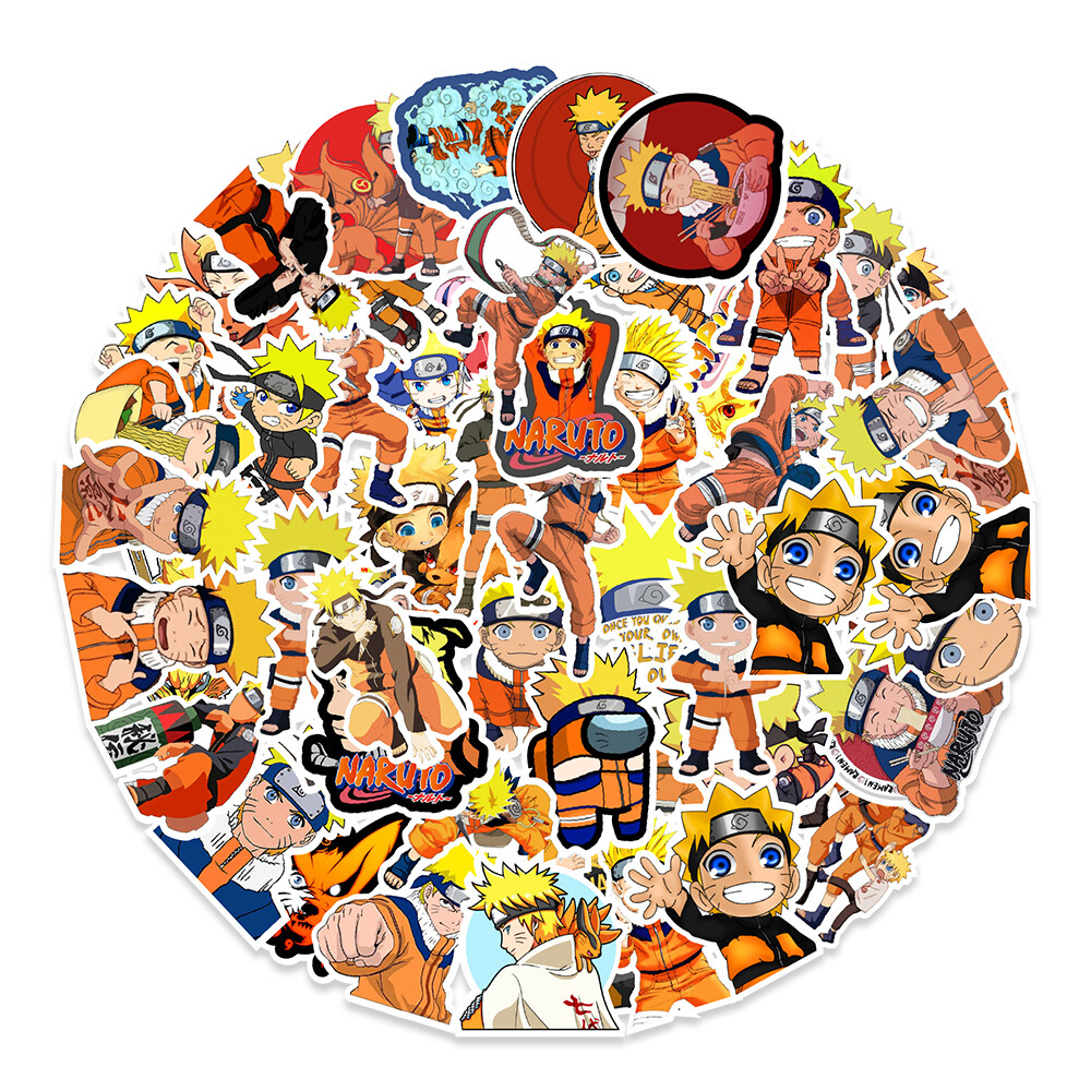 50 Pcs Stickers Naruto Uzumaki Anime Skateboard Luggage Phone Laptop Car Vinyl
