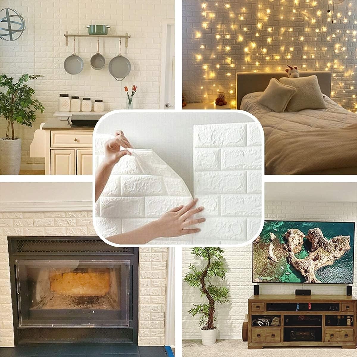Customizable 3D White Brick Wall Panels – 30 Pcs Peel & Stick for Various Rooms