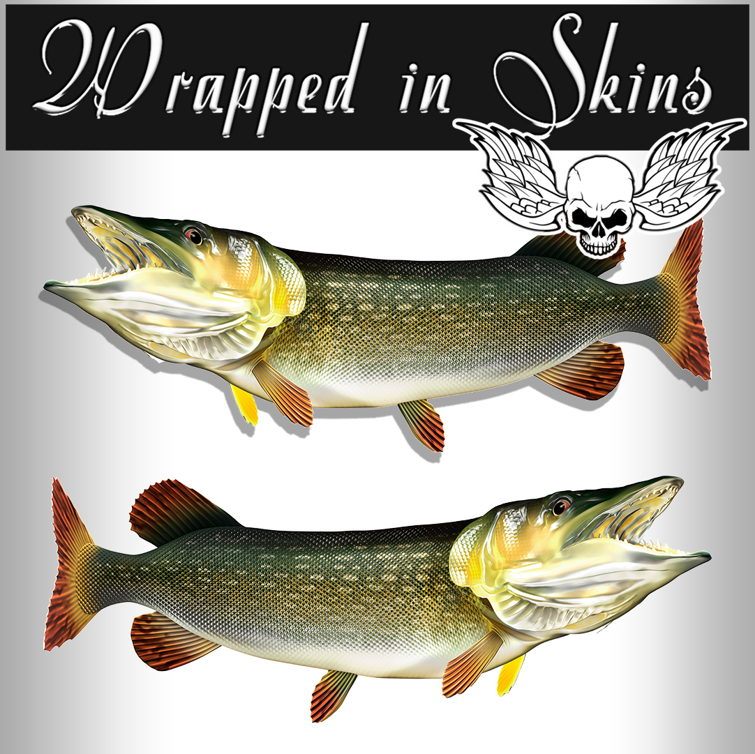 Pike Fish Stickers Tackle Box Decals RV Truck Trailer Camping AFP-0047
